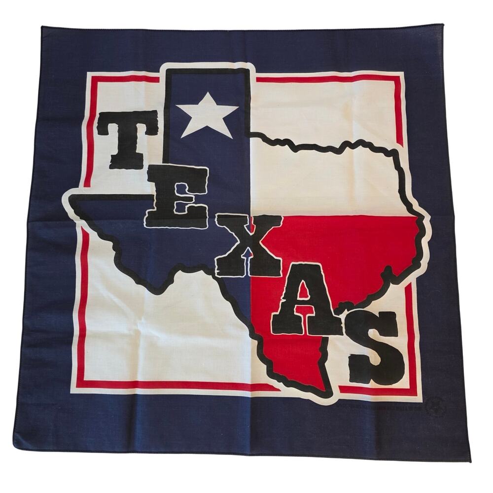 Vintage Texas State‎ Flag Map Bandana Made in USA Y2K Western Hankie